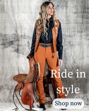 Stylish equestrian clothing for women including horse riding bootleg jodhpurs and waterproof riding coats