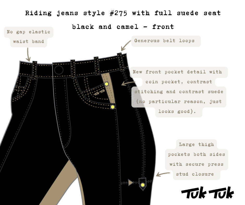 Riding Jeans with full suede seat (Style #275S) | Black and Camel