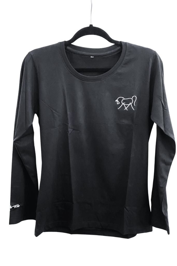 Long Sleeve Cotton T-Shirt | Crew Neck | Horse Embroidered