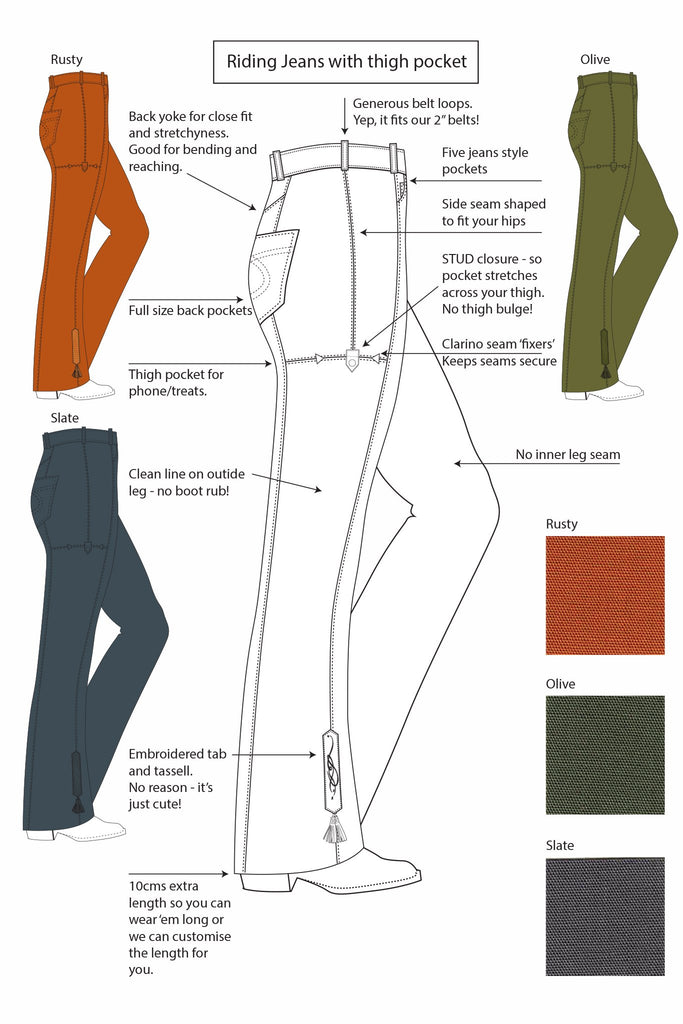 Riding Jeans with phone pockets | Style #276 | Slate Grey - TukTuk Clothing