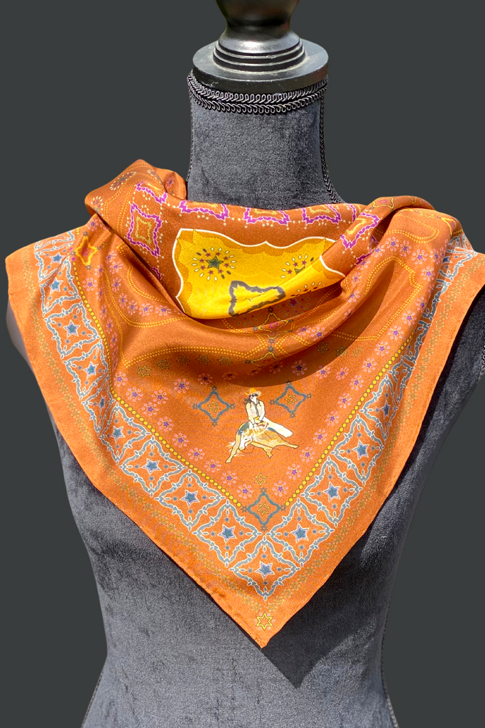 Silk Scarf | Lady Cutter | Rust | Midi - TukTuk Clothing