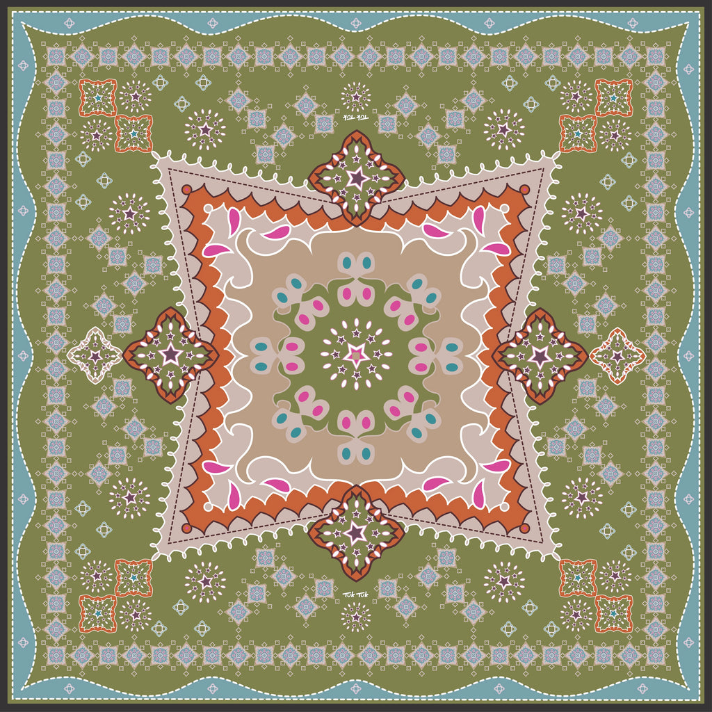 Silk Scarf | Southern Star | Green | Midi - TukTuk Clothing