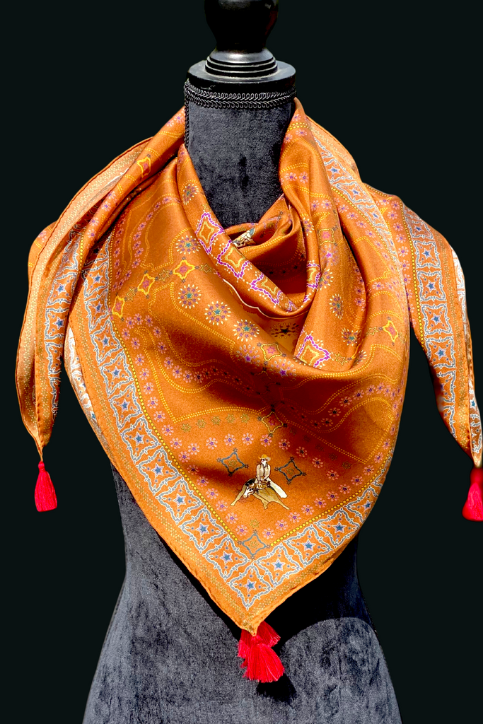 Silk Scarf | Lady Cutter | Rust | Maxi - TukTuk Clothing