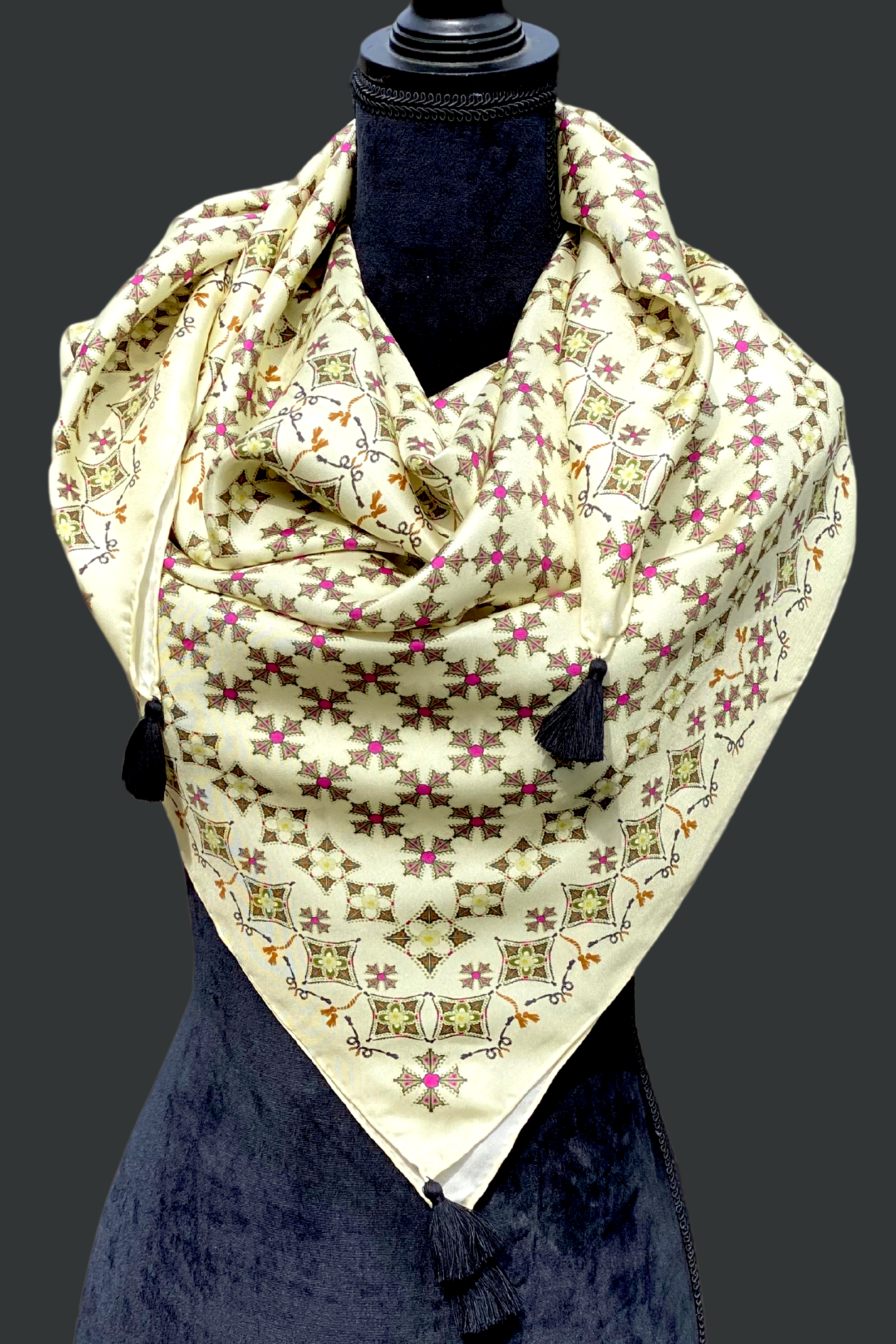 Rag Ropes Silk Wild Rag |Ropes and Crosses| Cream | Maxi
