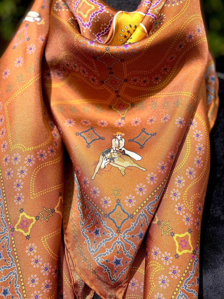 Silk Scarf | Lady Cutter | Rust | Maxi - TukTuk Clothing