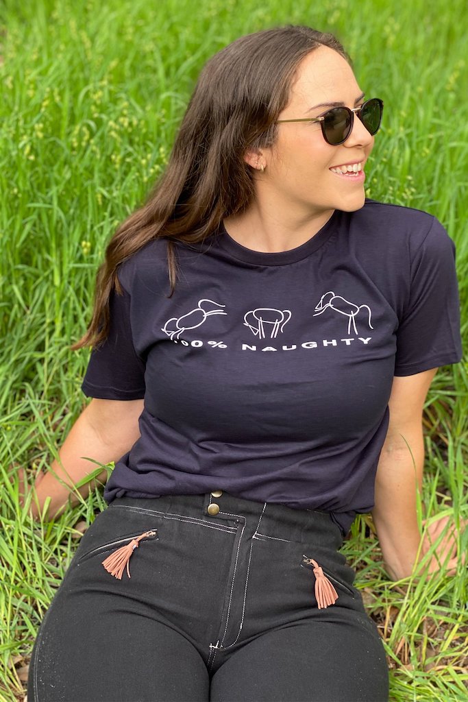 Cotton T-Shirt | 100% Naughty Horse Print - TukTuk Clothing